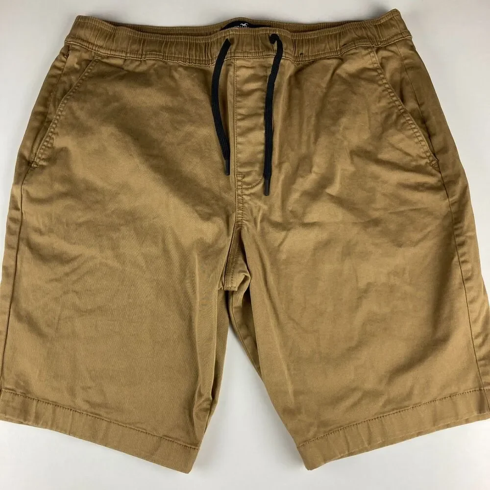 Hollister Advanced Stretch Jogger Shorts Mens XL Tan Drawstring 10